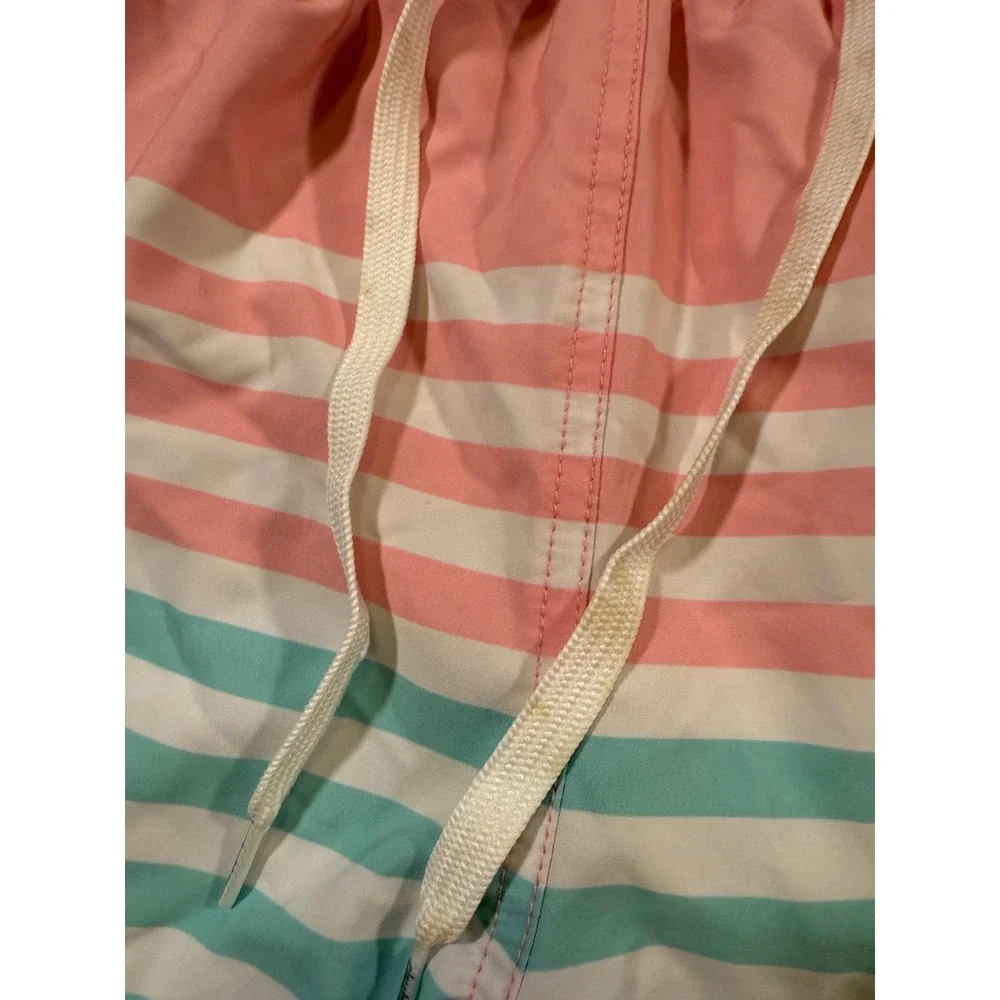Chubbies Swim Trunks XL Pink Turquoise Stripe Beach Shorts Beach Resortwear